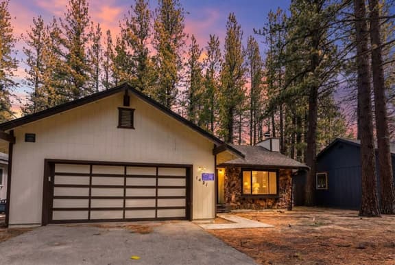 Tahoe Cabin with Stone Fireplace, 2-Car Garage & Fenced Yard — Steps to the River - Image 1